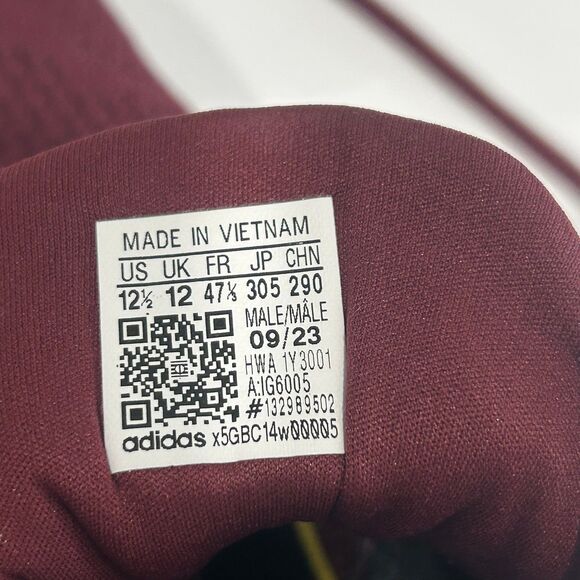 Adidas Running Sneakers Men’s Color Burgundy Maroon Knit Uppers Three Stripes - Picture 10 of 12